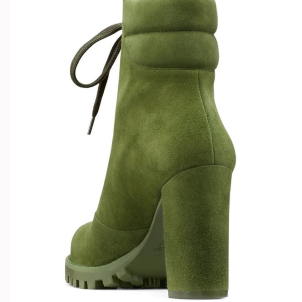 NWOB STUART WEITZMAN CYLER VIBRANT GREEN SUEDE BOOTS SIZE 10 - Picture 3 of 4